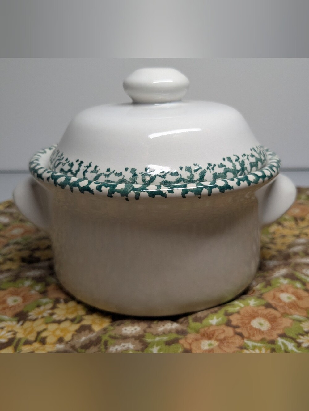 Country Green Heart Design Ceramic Individual Casserole Dish 5" Diameter - Picture 8 of 13